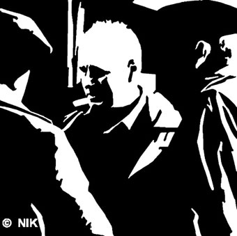 discussion scène de marché à helette
                2016 gravure numérique de Nik