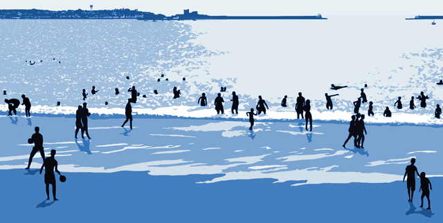 silhouttes sur la plage 2016 peinture
                numérique de Nik