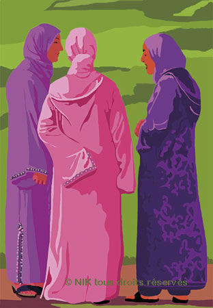 trois jeunes femmes maroc 2014 peinture numérique
                de Nik
