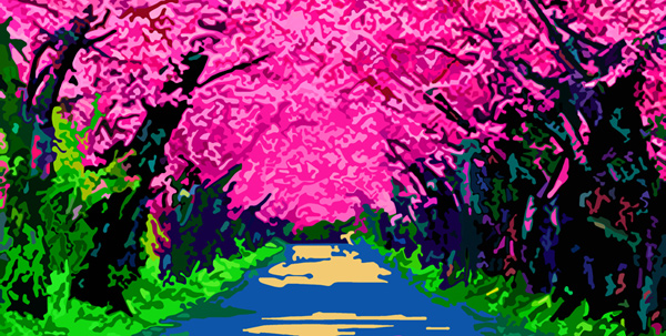 Chemin aux cerisiers 2020 peinture digitale de Nik