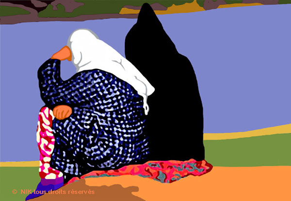 contemplation Fes Maroc peinture numérique de Nik