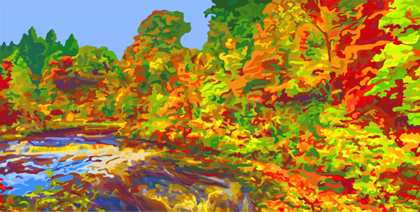 forêt à la cascade 2018 peinture numérique de Nik