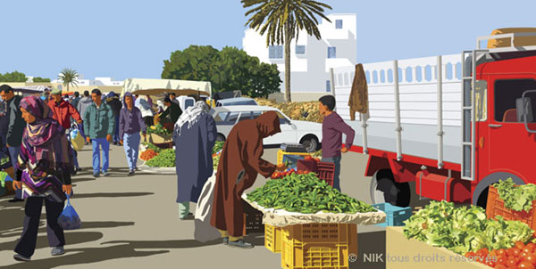 marche humet souk djerba 2017
                peinture numérique de Nik