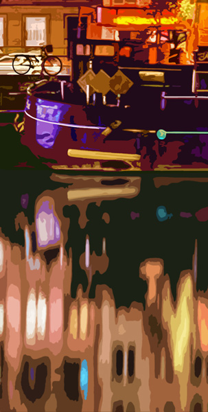 Sur le bord du canal en soirée 2020 peinture
                digitale de Nik